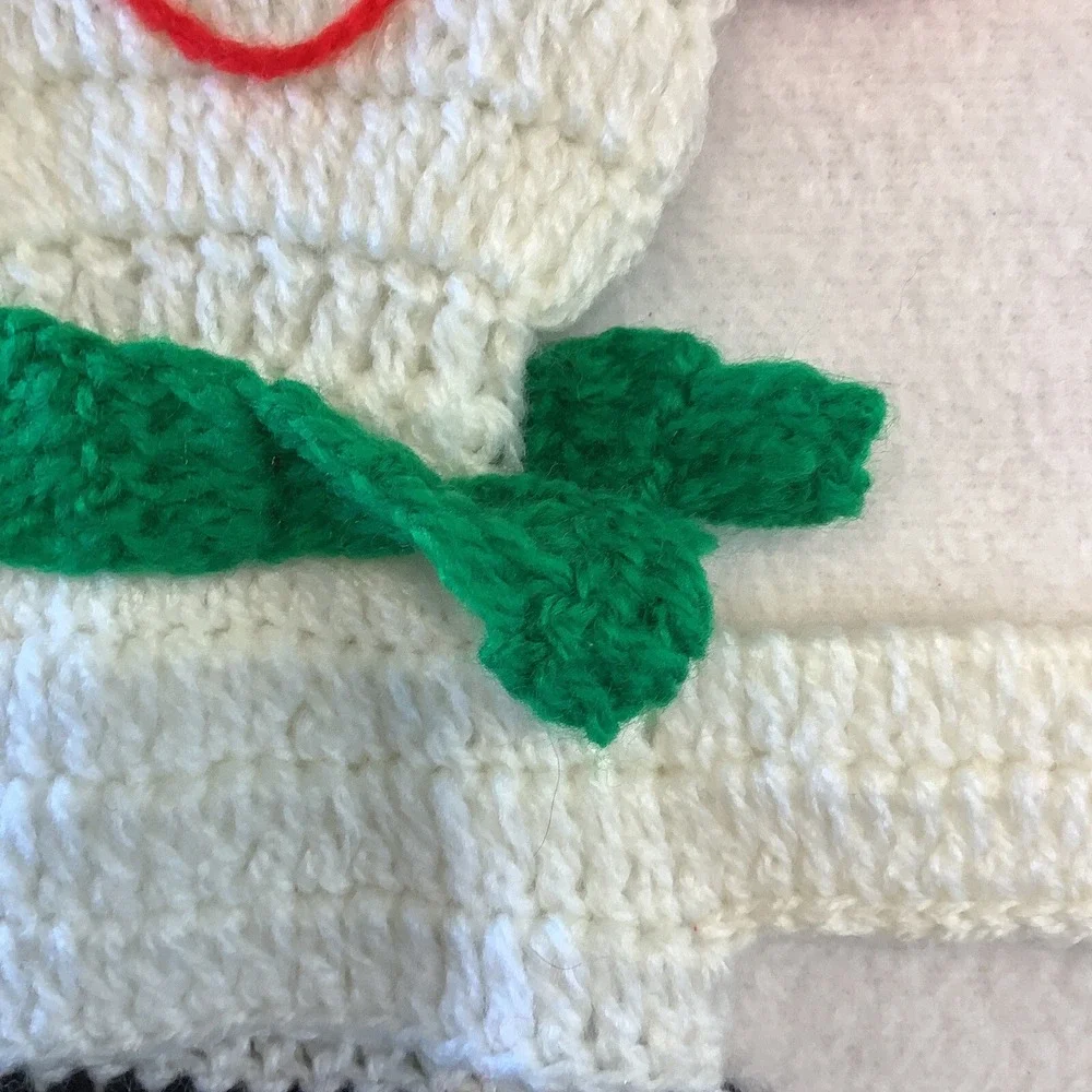 Set Of 2 Snowman Christmas‎ Stockings Handmade Crocheted Holiday